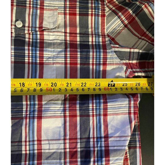 Ecko Unltd Mens 3XL Blue Red Check Plaid Button Up Shirt Y2K - Picture 4 of 5